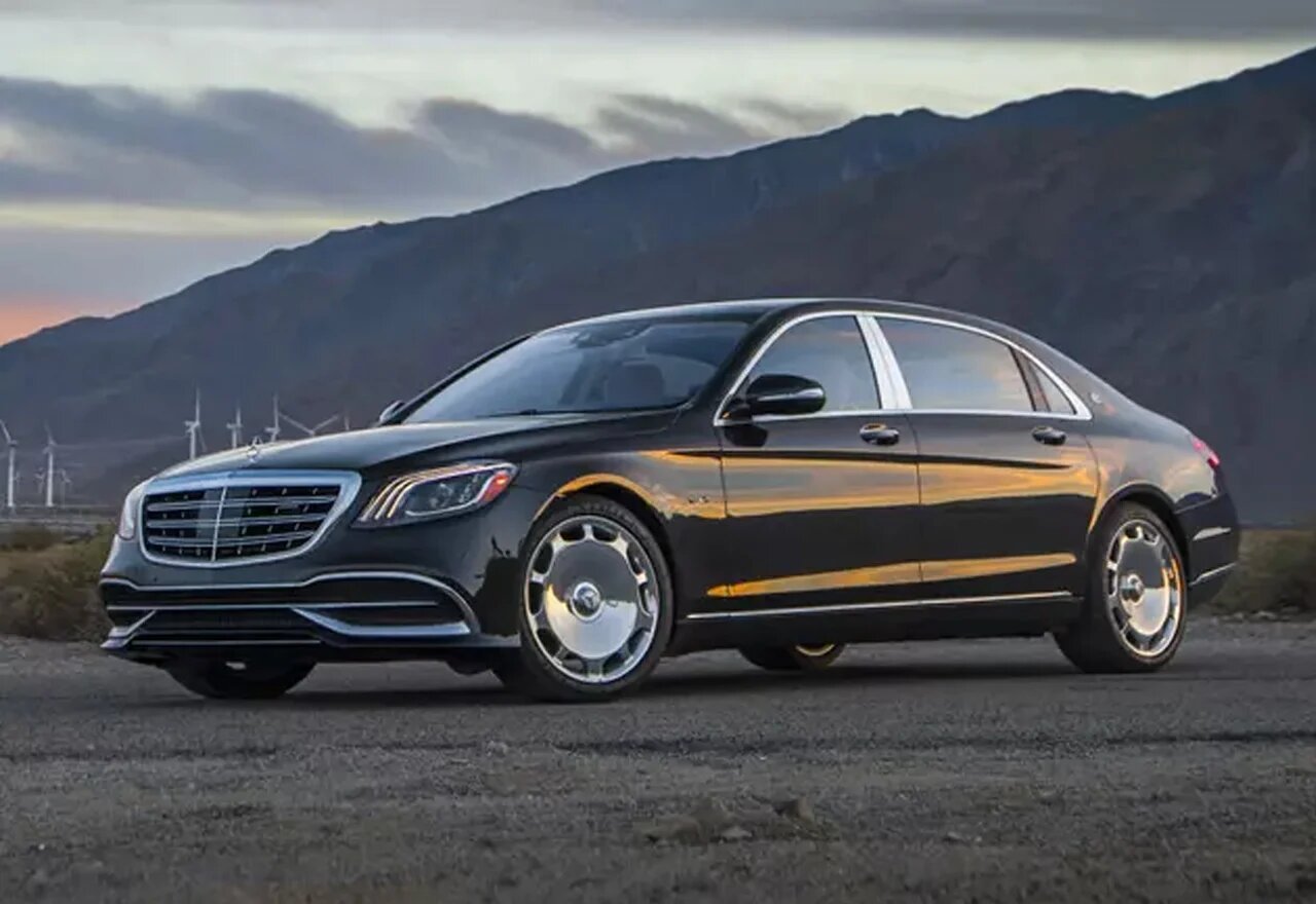 Mercedes Maybach S-Class displayed, highlighting its luxury appeal for tourists in Dubai.