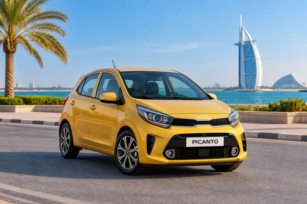 Golden Kia Picanto by Burj Al Arab
