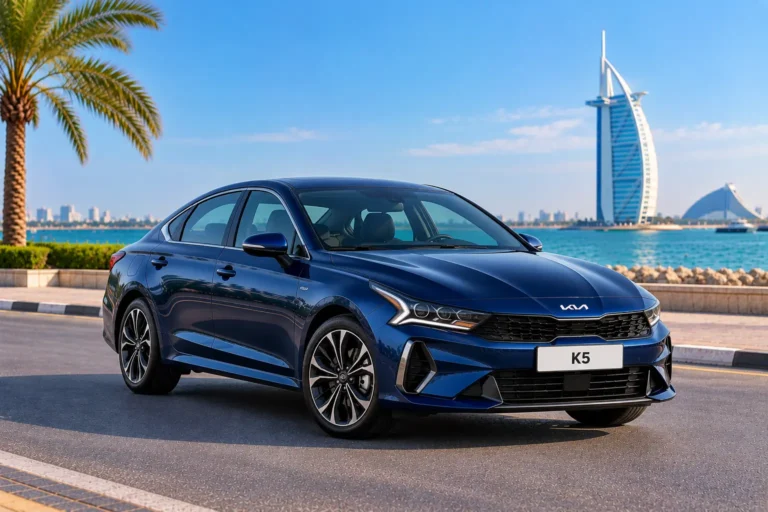 Kia K5 by Dubai’s Waterfront