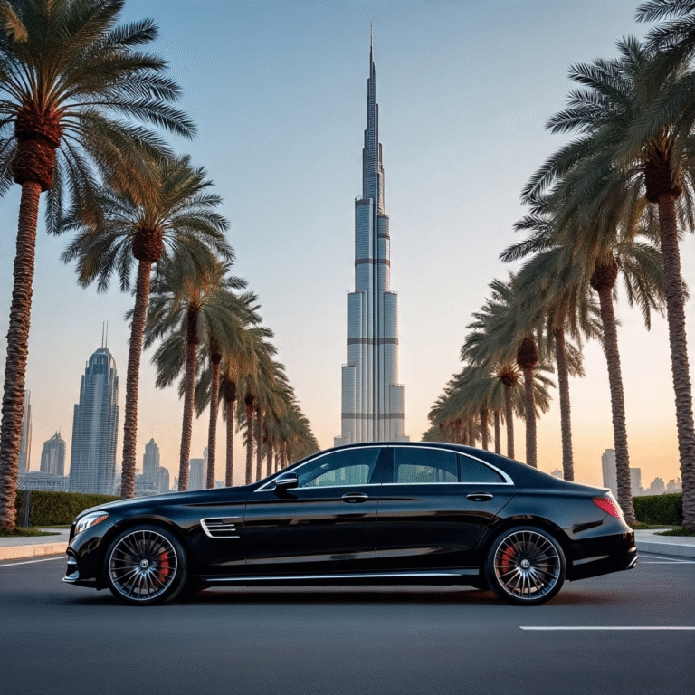 Rent a car in Dubai car parked on road, even it is ready for rent a car in dubai
